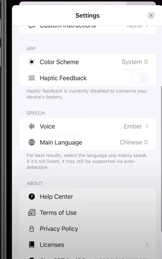 ChatGPT Voice settings